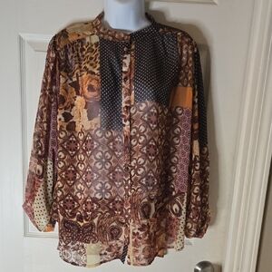 Dress Forum Multicolor Patterned Button Down Shirt